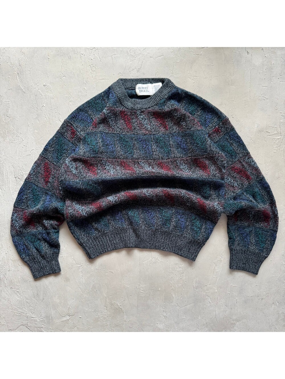 Vintage 1990s Striped Pattern Indie Boxy Grunge Knit Grandpa Sweater